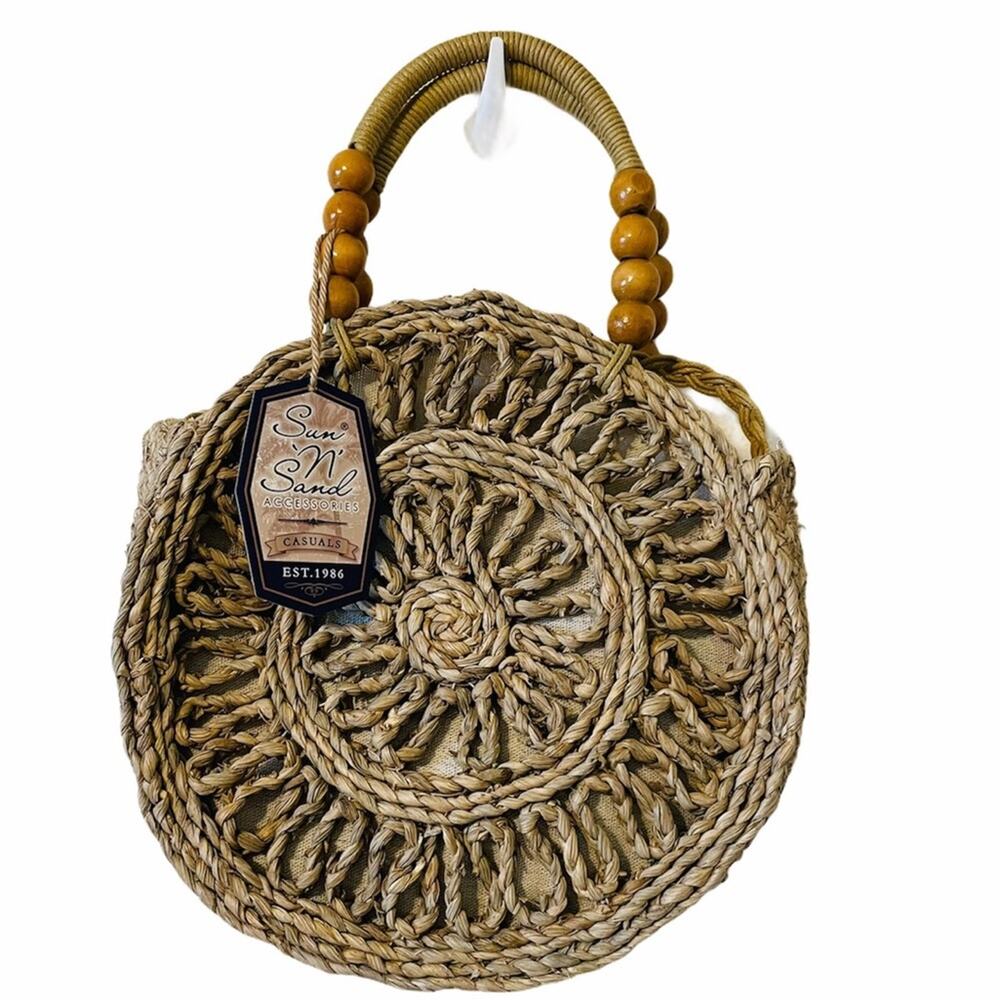 Sun n Sand beaded wicker 2 way crossbody purse
